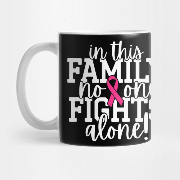 In This Family Nobody Fights Alone Breast Cancer Awareness Pink Cancer Ribbon Support by Color Me Happy 123